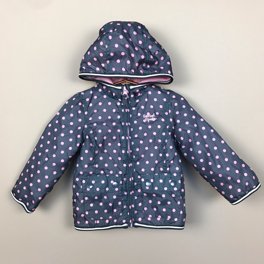 [SOLD]Gray And Pink Polka Dot Jacket Fleece Lined